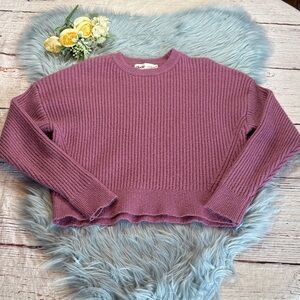 Elodie Purple Ribbed Drop Shoulder Knit Sweater sz XS